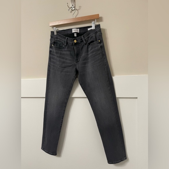 Frame Gray Washed Le Garçon High Waist Denim Jeans Size 28 - Picture 5 of 10